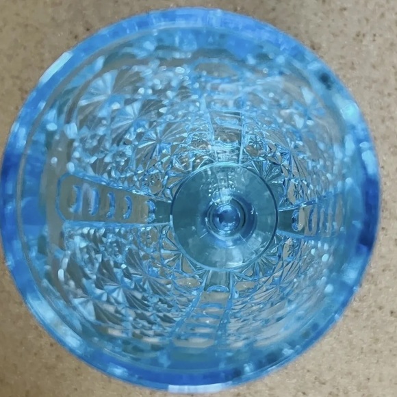 Vintage LG Wright Ice Blue Daisy & Button w/ Thumbprint Goblet - Picture 6 of 6